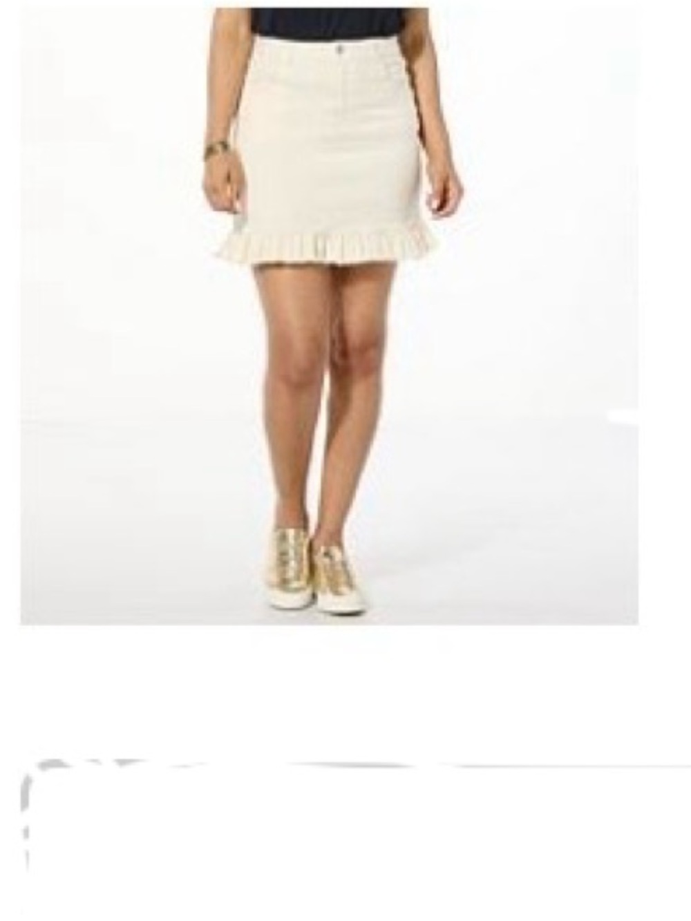 DG2 by Diane Gilman Creme Ruffle-Hem Mini Skirt 1X NWT